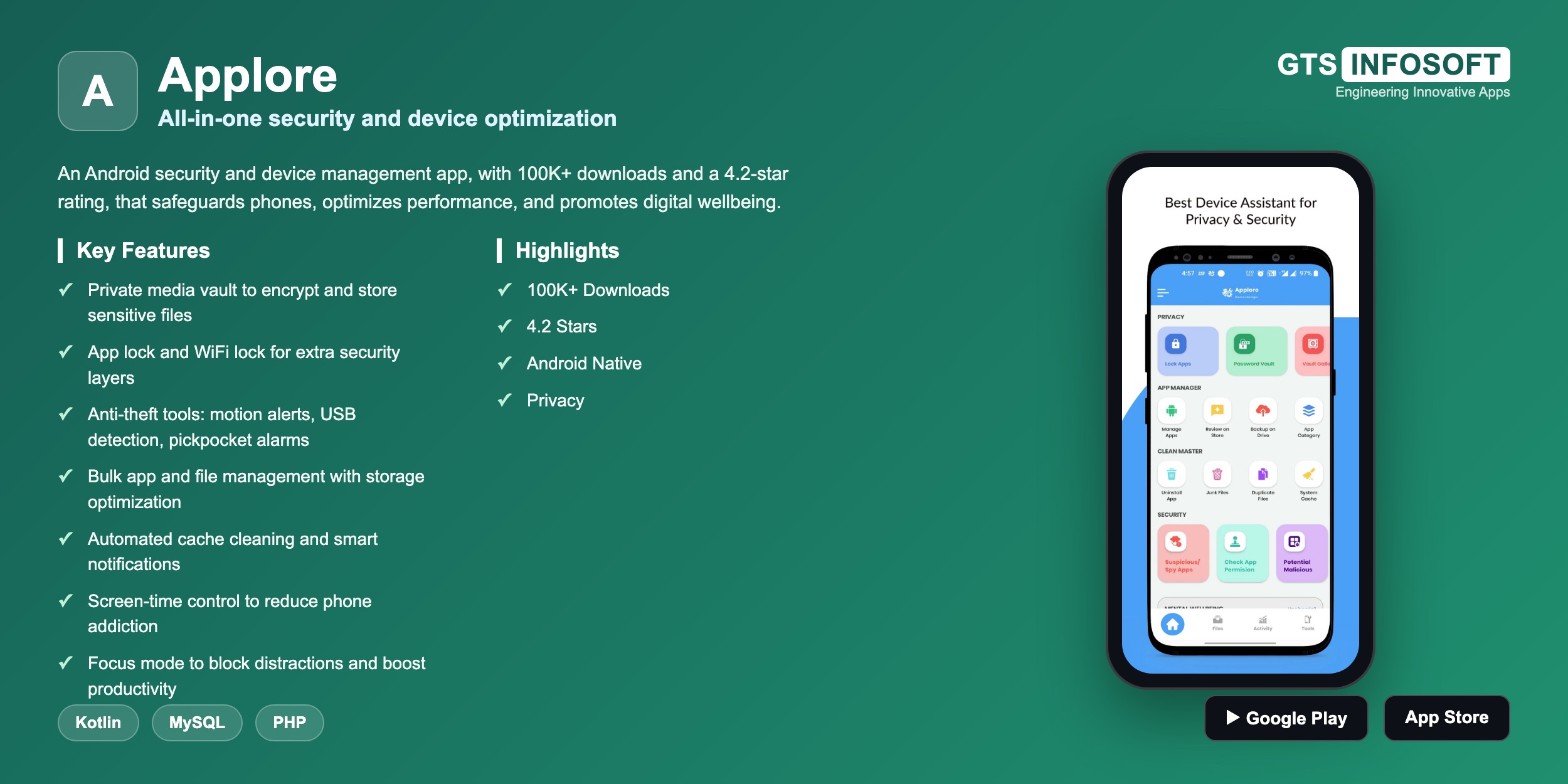 Applore — All-in-one security and device optimization