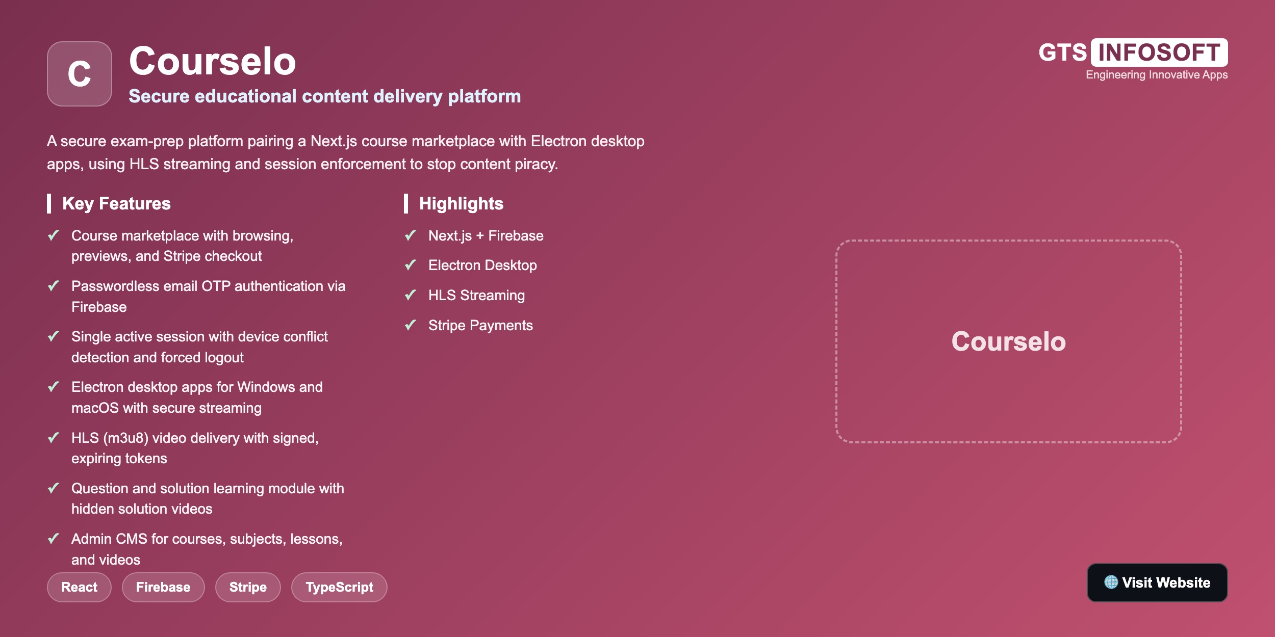 Courselo — Secure educational content delivery platform